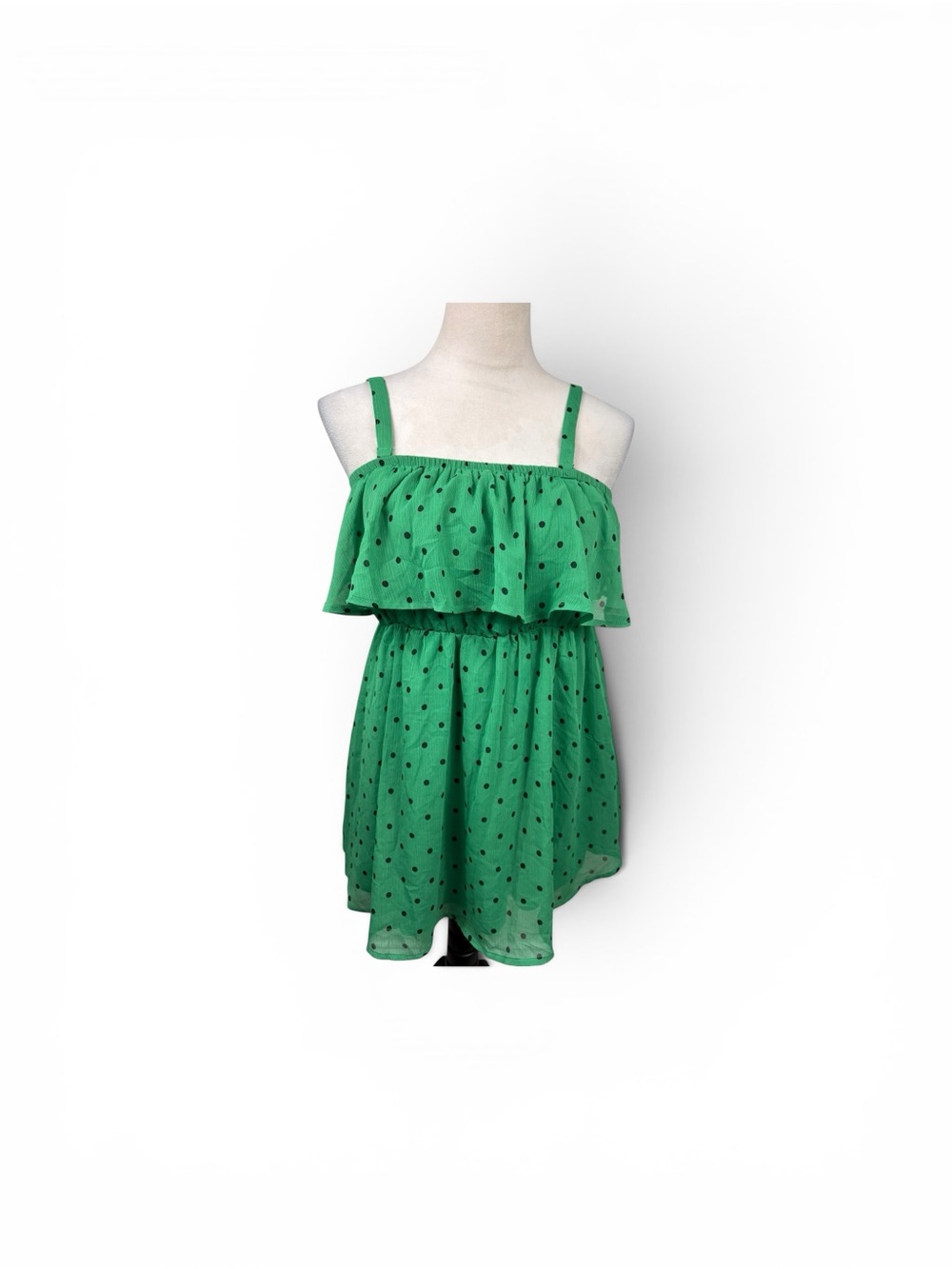 torrid Green Smocked Top with Black Dot Accent size 0 is large/12